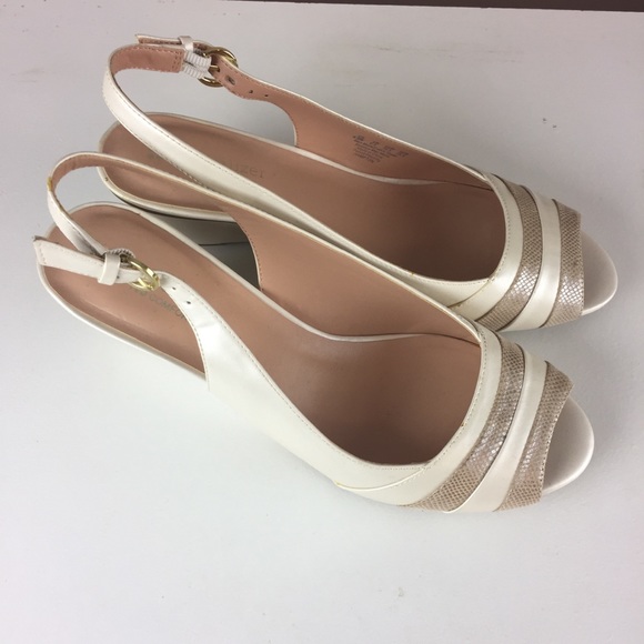Naturalizer white taupe sling back peep to… - Picture 3 of 7